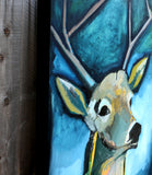 Original art for sale at UGallery.com | A Deer on Blue by Scott Dykema | $2,900 | mixed media artwork | 40' h x 30' w | thumbnail 3
