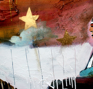 Original art for sale at UGallery.com | A Feathered Cape and Stars by Scott Dykema | $7,900 | mixed media artwork | 48' h x 60' w | photo 3