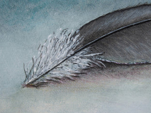 Original art for sale at UGallery.com | A Feather From Far Away by Jennifer Ross | $275 | mixed media artwork | 8' h x 10' w | photo 3