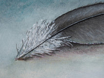 Original art for sale at UGallery.com | A Feather From Far Away by Jennifer Ross | $275 | mixed media artwork | 8' h x 10' w | thumbnail 3