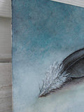 Original art for sale at UGallery.com | A Feather From Far Away by Jennifer Ross | $275 | mixed media artwork | 8' h x 10' w | thumbnail 2
