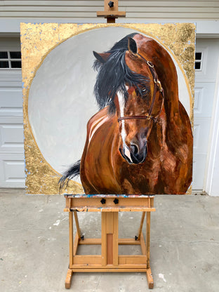 Original art for sale at UGallery.com | Noble Horse by Alana Clumeck | $3,600 | mixed media artwork | 48' h x 48' w | photo 3