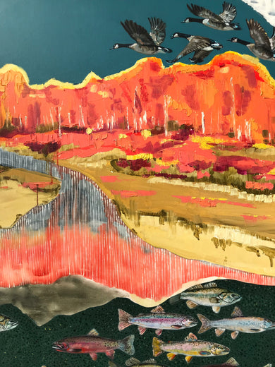 The Mountains are Calling by Alana Clumeck |   Closeup View of Artwork 