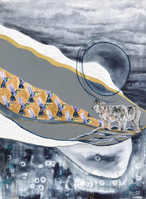 mixed media artwork by Alana Clumeck titled The Mountains between Us