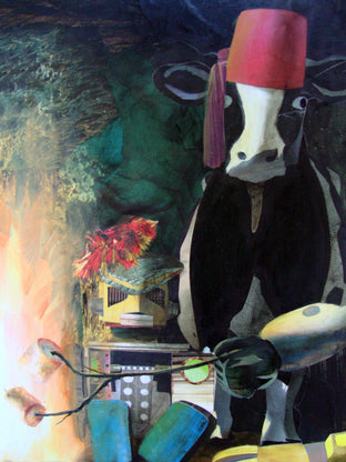Original art for sale at UGallery.com | Alistair Gromit Spins a Yarn by Diane Flick | $2,600 | mixed media artwork | 16' h x 24' w | photo 4