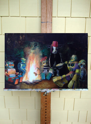 Original art for sale at UGallery.com | Alistair Gromit Spins a Yarn by Diane Flick | $2,600 | mixed media artwork | 16' h x 24' w | photo 3