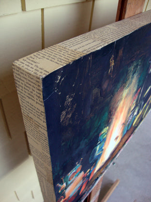 Original art for sale at UGallery.com | Alistair Gromit Spins a Yarn by Diane Flick | $2,600 | mixed media artwork | 16' h x 24' w | photo 2