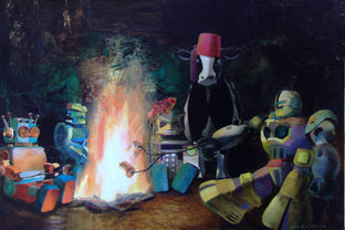 Original art for sale at UGallery.com | Alistair Gromit Spins a Yarn by Diane Flick | $2,600 | mixed media artwork | 16' h x 24' w | photo 1