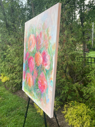 Original art for sale at UGallery.com | Backyard Garden Party by Alix Palo | $1,300 | acrylic painting | 48' h x 36' w | photo 2