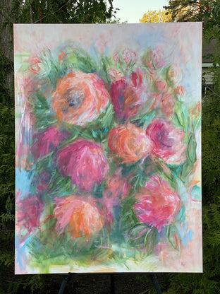 Original art for sale at UGallery.com | Backyard Garden Party by Alix Palo | $1,300 | acrylic painting | 48' h x 36' w | photo 3