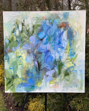 Original art for sale at UGallery.com | Blue Hydrangea Echos by Alix Palo | $900 | acrylic painting | 36' h x 36' w | photo 3