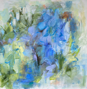 acrylic painting by Alix Palo titled Blue Hydrangea Echos