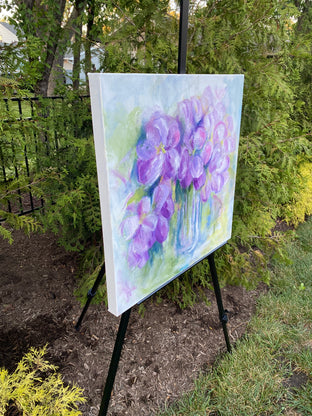 Purple Flowers in Vase by Alix Palo |   Closeup View of Artwork 