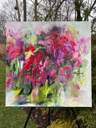 Original art for sale at UGallery.com | Red Bouquet by Alix Palo | $900 | acrylic painting | 36' h x 36' w | photo 3