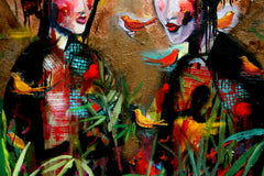 Original art for sale at UGallery.com | Among Friends by Scott Dykema | $5,500 | mixed media artwork | 48' h x 60' w | thumbnail 2