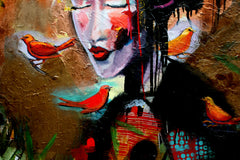 Original art for sale at UGallery.com | Among Friends by Scott Dykema | $5,500 | mixed media artwork | 48' h x 60' w | thumbnail 3