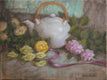 Original art for sale at UGallery.com | Tea and Posies by Lisa Nielsen | $500 | oil painting | 9' h x 12' w | thumbnail 1