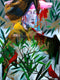 Original art for sale at UGallery.com | A Quiet Misty Morning with Cardinals by Scott Dykema | $4,125 | mixed media artwork | 48' h x 36' w | thumbnail 1