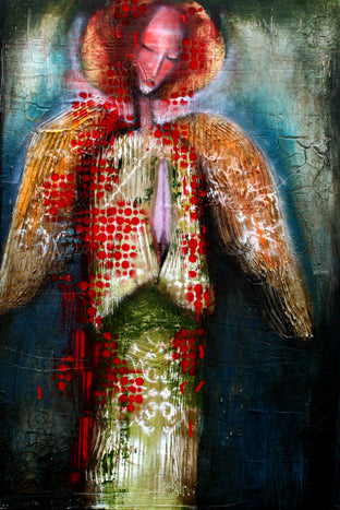 Original art for sale at UGallery.com | A Red Cover by Scott Dykema | $2,100 | mixed media artwork | 36' h x 24' w | photo 1