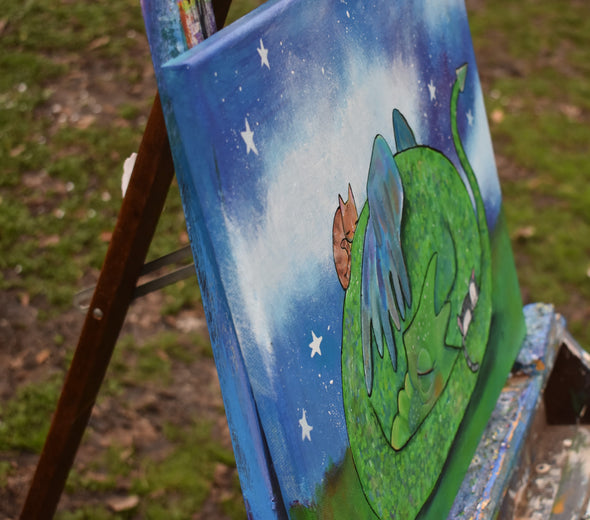 Cat Napping by Andrea Doss |  Side View of Artwork 