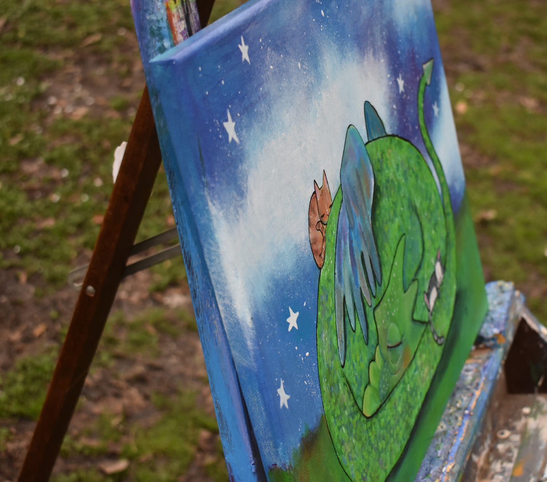 Cat Napping by Andrea Doss |  Side View of Artwork 