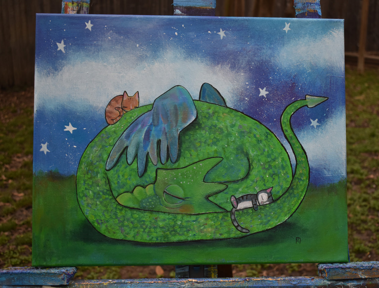 Cat Napping by Andrea Doss |  Context View of Artwork 