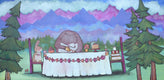 Original art for sale at UGallery.com | The Bear's Tea Party by Andrea Doss | $450 | acrylic painting | 12' h x 24' w | thumbnail 1