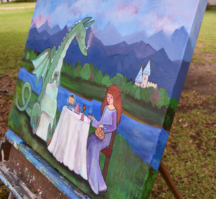 Original art for sale at UGallery.com | The Dragon and The Princess by Andrea Doss | $975 | acrylic painting | 22' h x 28' w | photo 2