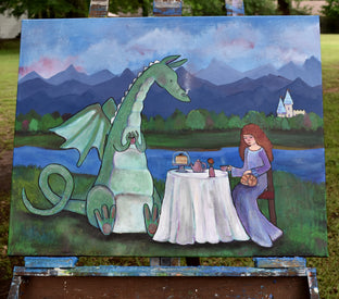 Original art for sale at UGallery.com | The Dragon and The Princess by Andrea Doss | $975 | acrylic painting | 22' h x 28' w | photo 3