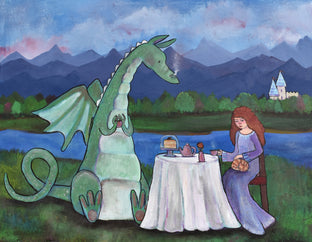 Original art for sale at UGallery.com | The Dragon and The Princess by Andrea Doss | $975 | acrylic painting | 22' h x 28' w | photo 1