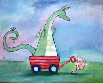 acrylic painting by Andrea Doss titled The Dragon Wagon