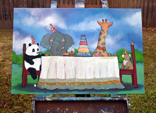 Original art for sale at UGallery.com | The Elephant's Tea Party by Andrea Doss | $1,100 | acrylic painting | 24' h x 36' w | photo 3