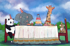 Original art for sale at UGallery.com | The Elephant's Tea Party by Andrea Doss | $1,100 | acrylic painting | 24' h x 36' w | thumbnail 1
