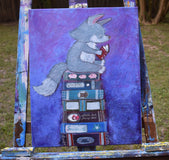 Original art for sale at UGallery.com | The Wolf's Reading List by Andrea Doss | $500 | acrylic painting | 20' h x 16' w | thumbnail 3