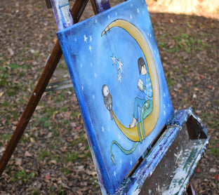 The World Was His for the Reading by Andrea Doss |  Side View of Artwork 