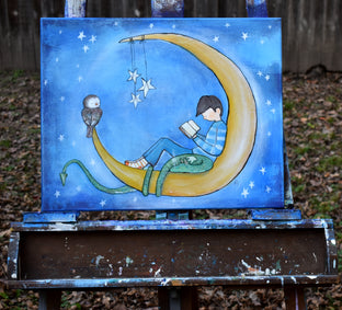 The World Was His for the Reading by Andrea Doss |   Closeup View of Artwork 