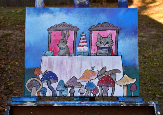 Toadstool Tea Party by Andrea Doss - acrylic painting | UGallery