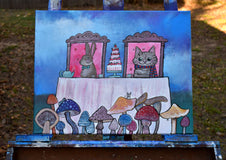 Original art for sale at UGallery.com | Toadstool Tea Party by Andrea Doss | $500 | acrylic painting | 16' h x 20' w | thumbnail 3