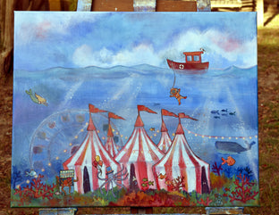 Original art for sale at UGallery.com | Underwater Circus by Andrea Doss | $975 | acrylic painting | 24' h x 30' w | photo 3