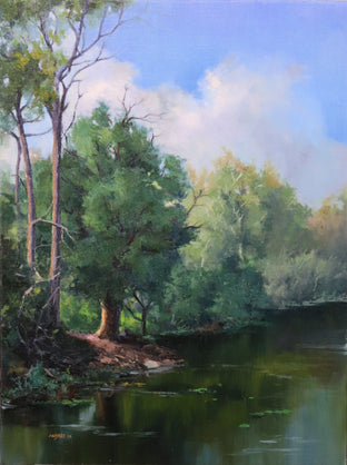 Original art for sale at UGallery.com | Afternoon by the Riverside by Andres Lopez | $1,250 | oil painting | 24' h x 18' w | photo 1