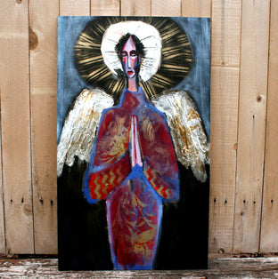 Angel in Decorated Red Gown by Scott Dykema |  Side View of Artwork 