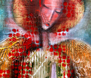 Original art for sale at UGallery.com | A Red Cover by Scott Dykema | $2,100 | mixed media artwork | 36' h x 24' w | photo 2