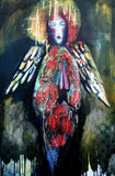 Original art for sale at UGallery.com | An Angel with Gold and Crimson Halo by Scott Dykema | $2,350 | mixed media artwork | 36' h x 24' w | thumbnail 1