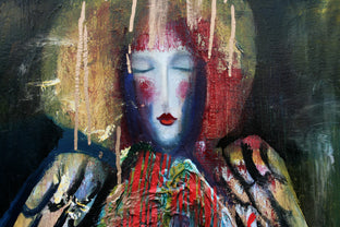 Original art for sale at UGallery.com | An Angel with Gold and Crimson Halo by Scott Dykema | $2,350 | mixed media artwork | 36' h x 24' w | photo 2