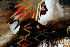 Original art for sale at UGallery.com | The Night Chief Rides by Scott Dykema | $6,500 | mixed media artwork | 48' h x 60' w | thumbnail 2