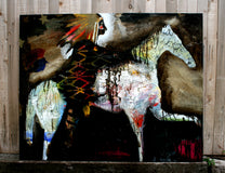 Original art for sale at UGallery.com | The Night Chief Rides by Scott Dykema | $6,500 | mixed media artwork | 48' h x 60' w | thumbnail 4
