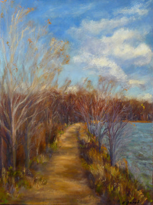 Original art for sale at UGallery.com | Path Beside the Lake by Elizabeth Garat | $1,000 | oil painting | 24' h x 18' w | photo 1