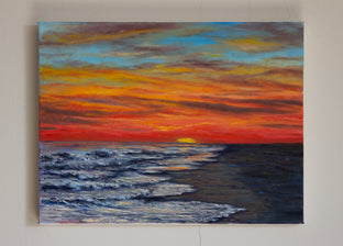 Original art for sale at UGallery.com | A Red Sunset by Olena Nabilsky | $475 | oil painting | 11' h x 14' w | photo 2