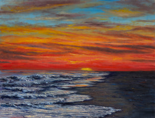 Original art for sale at UGallery.com | A Red Sunset by Olena Nabilsky | $475 | oil painting | 11' h x 14' w | photo 1