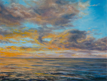 oil painting by Olena Nabilsky titled Evening by the Ocean